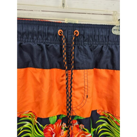 Faded Glory Men's Hawaiian Floral Swim Trunks - Elastic Waist & Drawstring - Picture 4 of 11